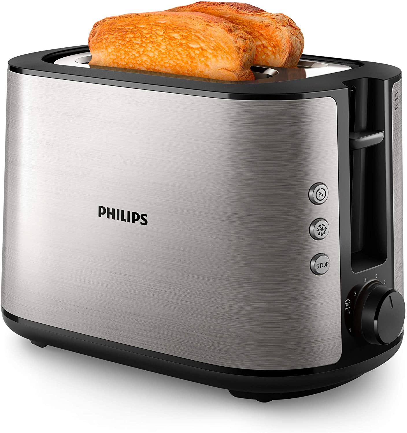 Philips HD2650/90 Toaster Stainless Steel (950 W, 8 Browning Levels, Bun Attachment, Defrosting and Warming Function, Stop Button, Lift Function) Stainless Steel