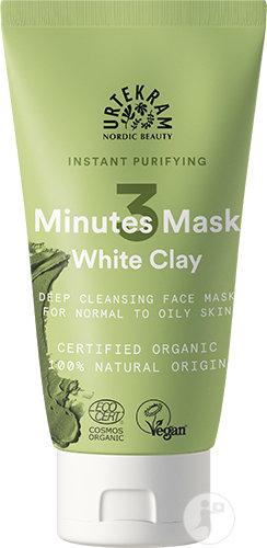 Urtekram 3 Minute Clarifying Face Mask White Clay Tube 75ml