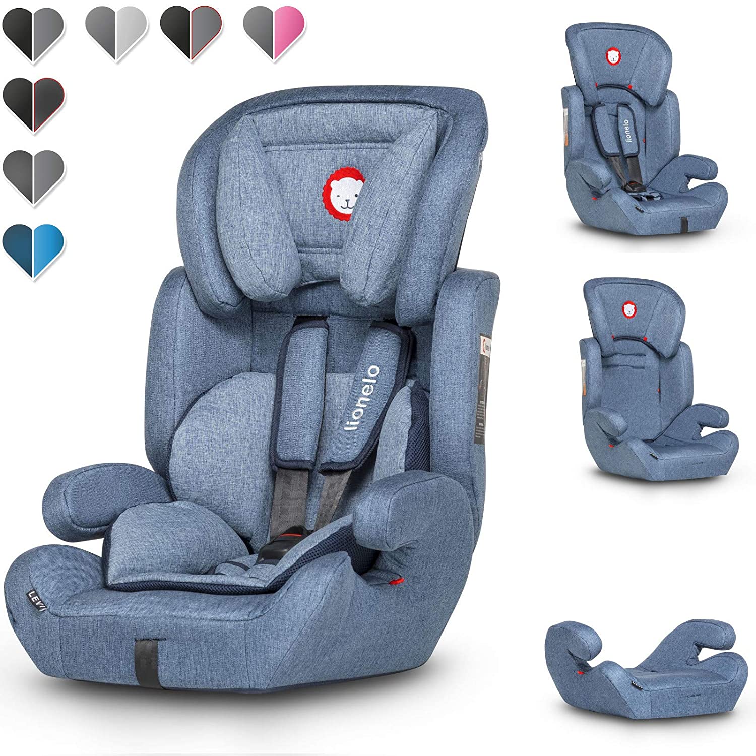 Lionelo Levi Plus ECE R44.04 Child Car Seat Group 1 2 3 Adjustable Headrest 9-36 kg