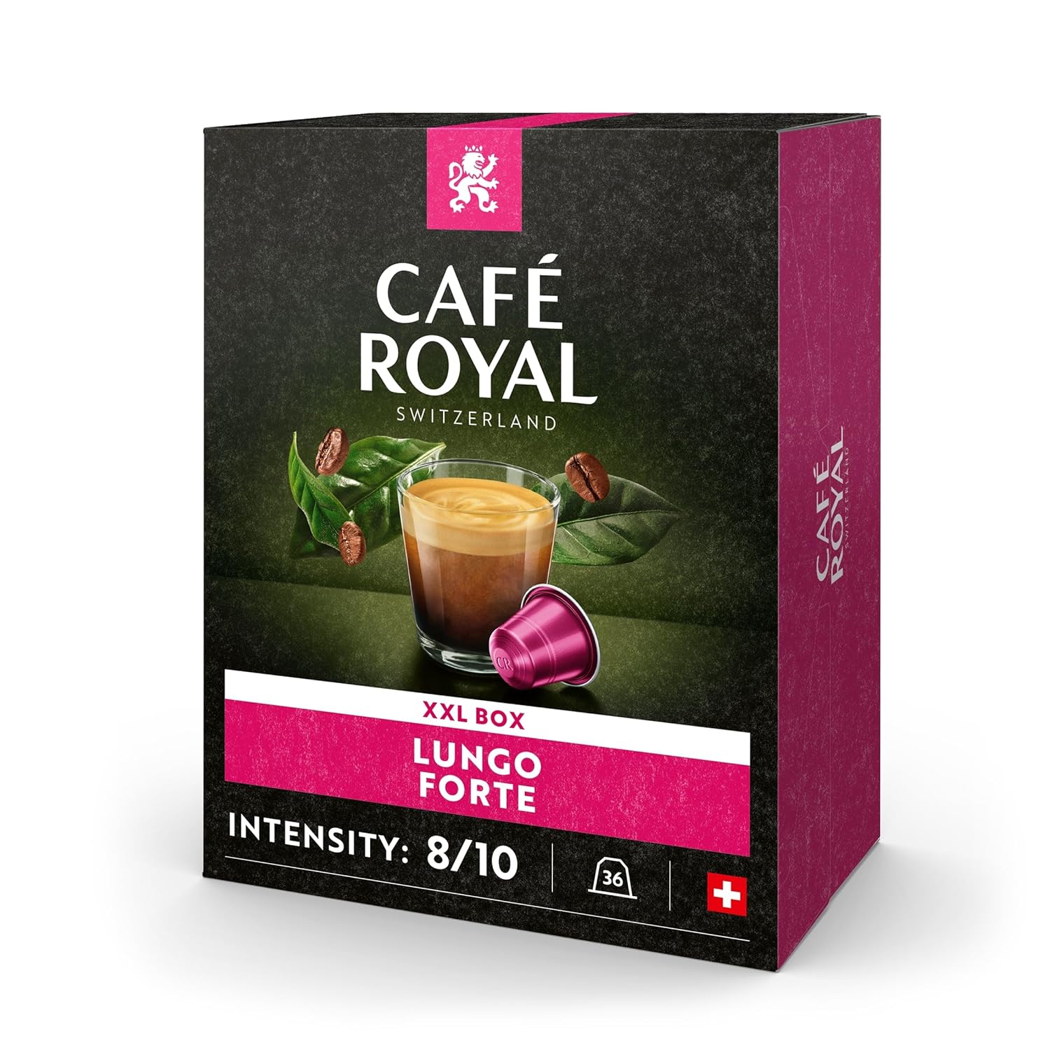 Café Royal Lungo Forte 36 Capsules for Nespresso Coffee Machine - 8/10 Intensity - UTZ certified Coffee Capsules recyclable aluminum