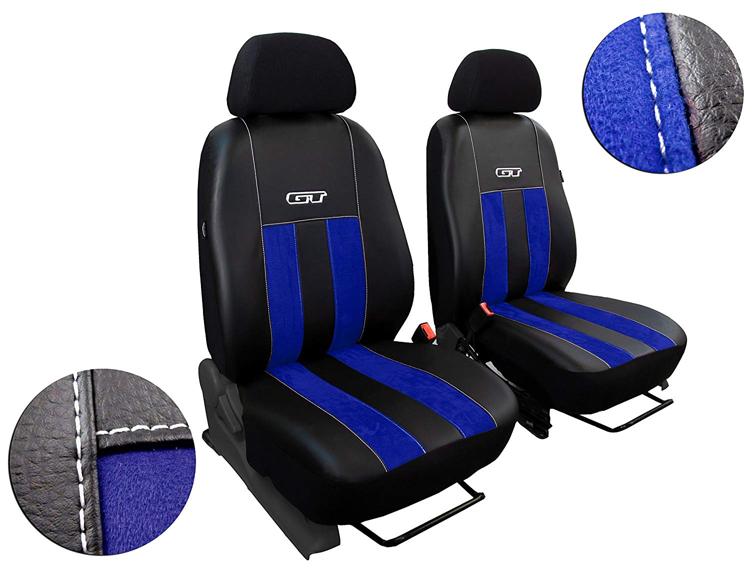 Front suitable for E-Class W210 ALCANTRA GT with Faux Leather. Seat. Includes Blue