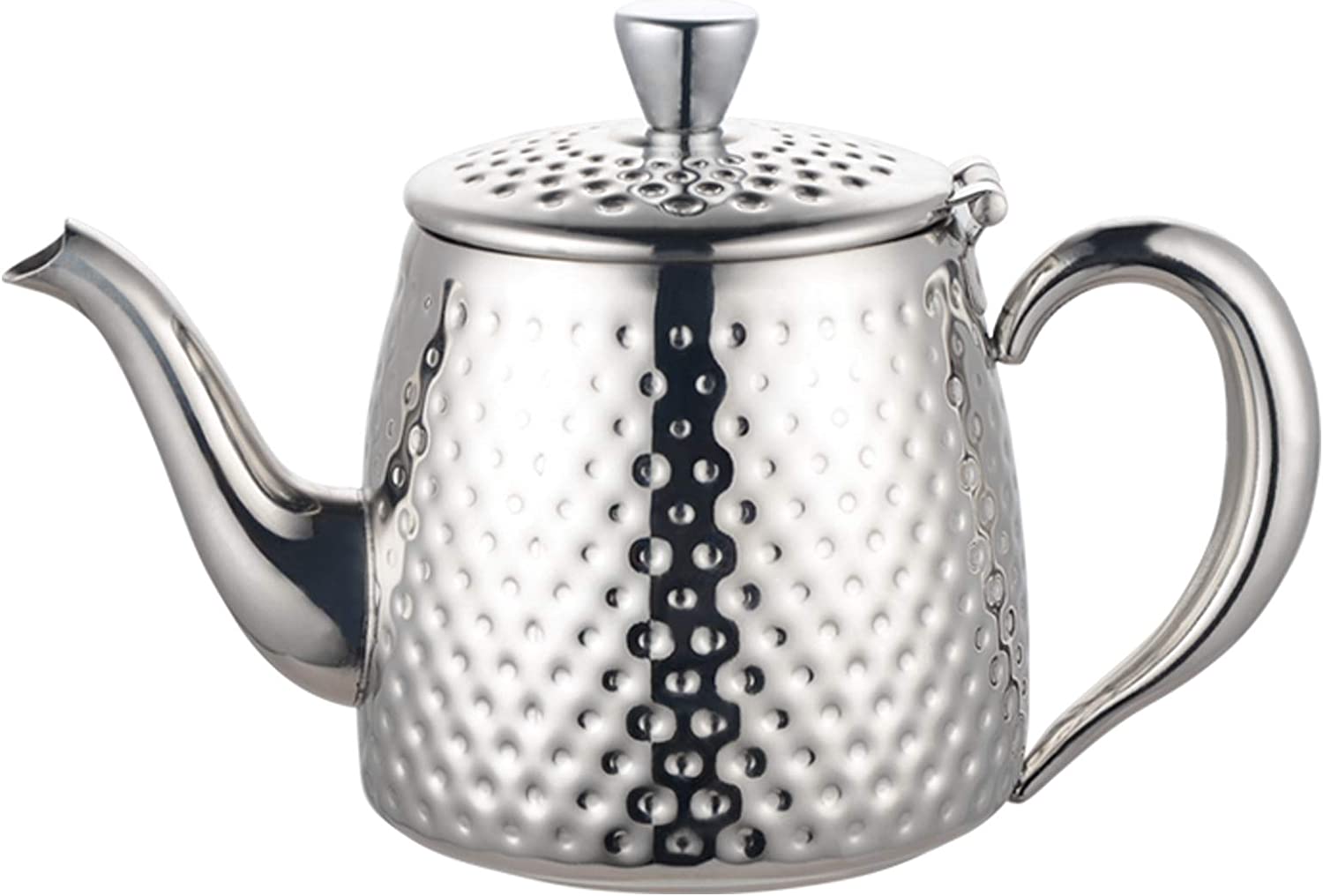 Cafe Ole Café Olé Sandringham Hammered Effect Teapot Made From High Quality 18/10 Stainless Steel - High Polish 18oz 0.5L Non Drip Cast Hollow Handles