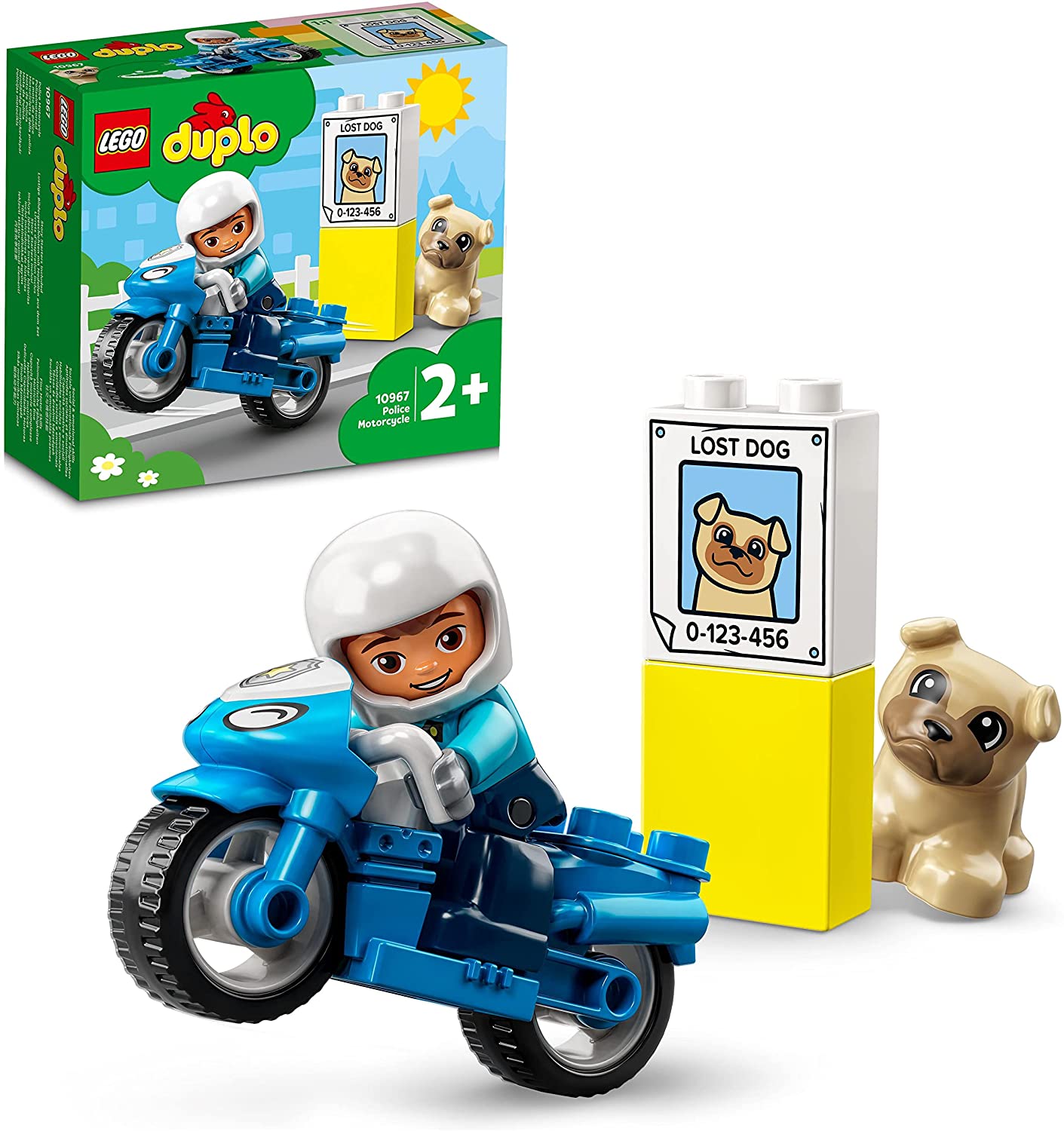 LEGO 10967 DUPLO Police Motorcycle, Police Toy for Toddlers from 2 Years, I