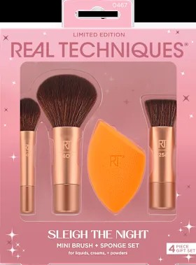 Brush & make-up sponge set 4 pieces Sleigh The Night 4 pieces, 1 piece