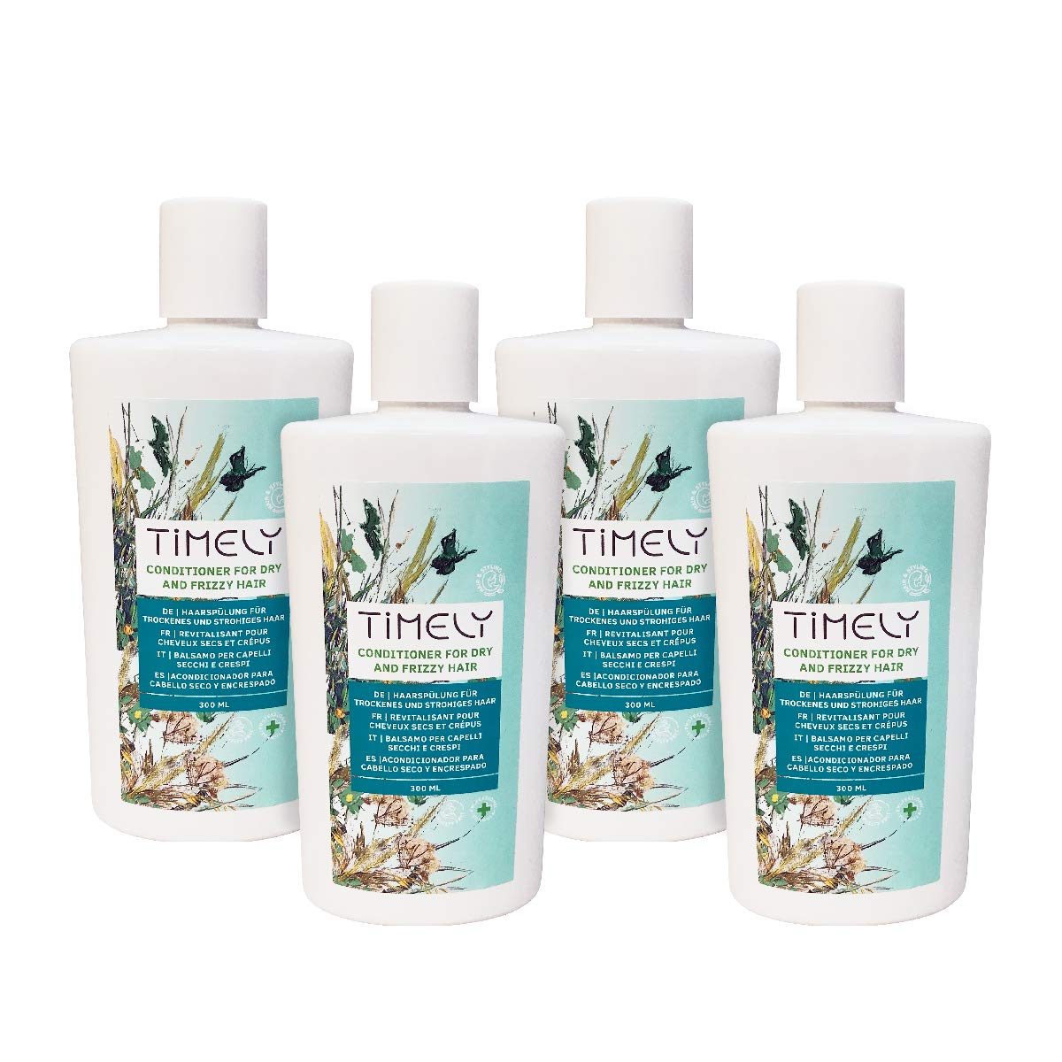 Timely Moisturising and softening conditioner for dry and frizzy hair (pack of 4 x 300 ml)