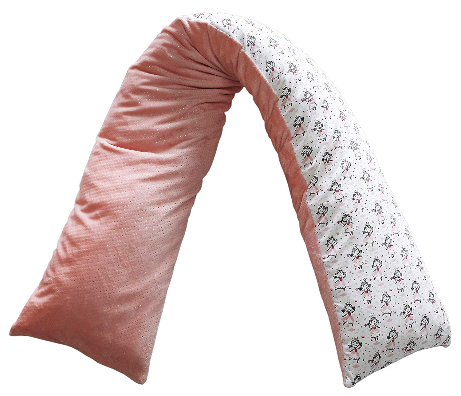 Biona Side Sleeper Pillow / Nursing Pillow 140 x 35 cm + Ökotex (Fleece Pink + Jersey Princess)