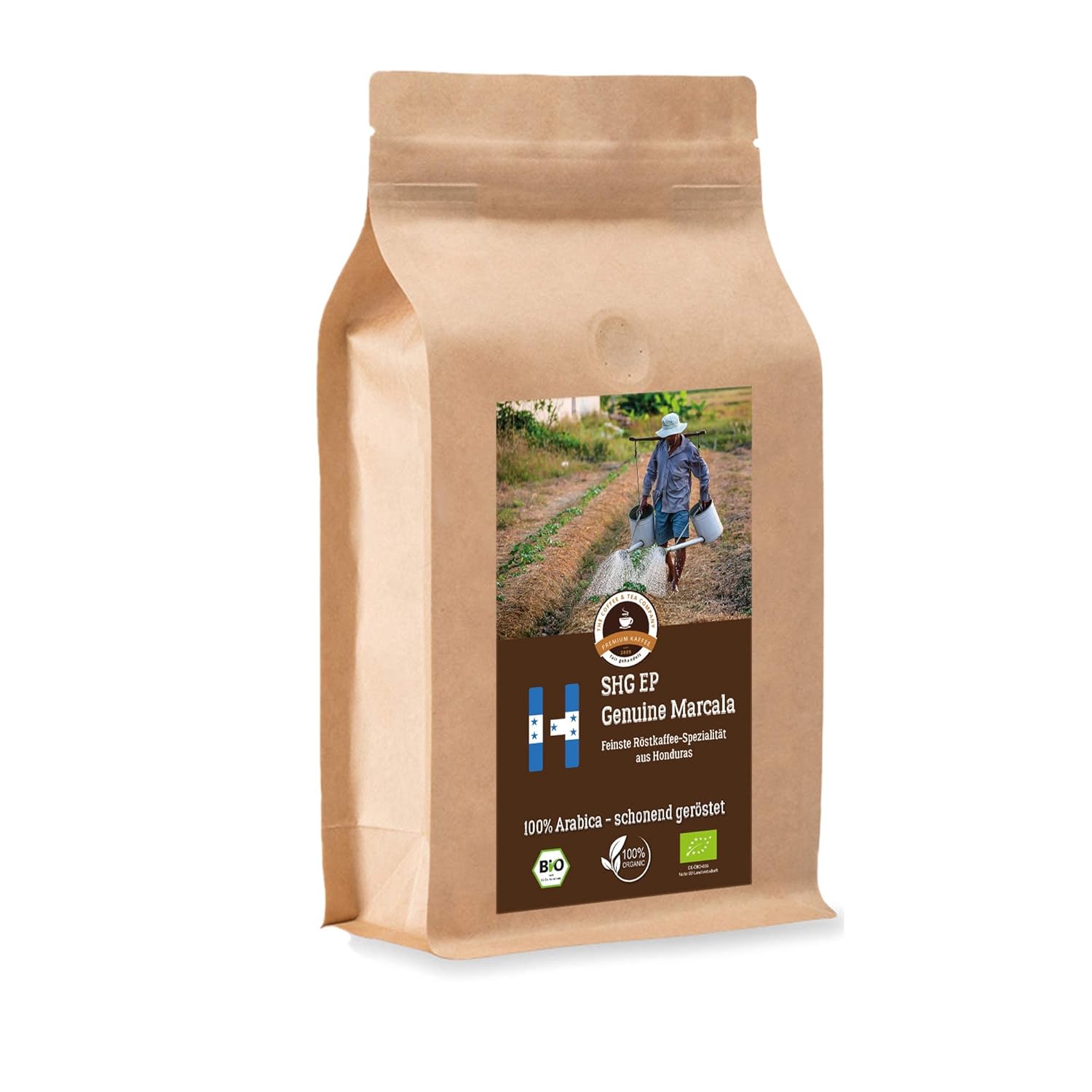 Coffee Globetrotter - Organic Honduras Genuine Marcala - 1000 g Very Fine Ground - for Portafilter Machine, Sieve Machine - Top Coffee - Roasted Coffee from Organic Cultivation