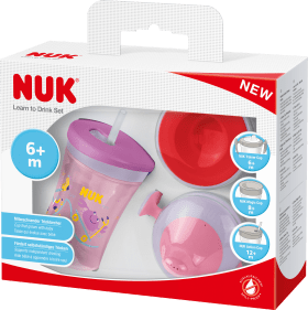 NUK Trinlernset Evolution, red/lia, from 6 months, 3 pcs