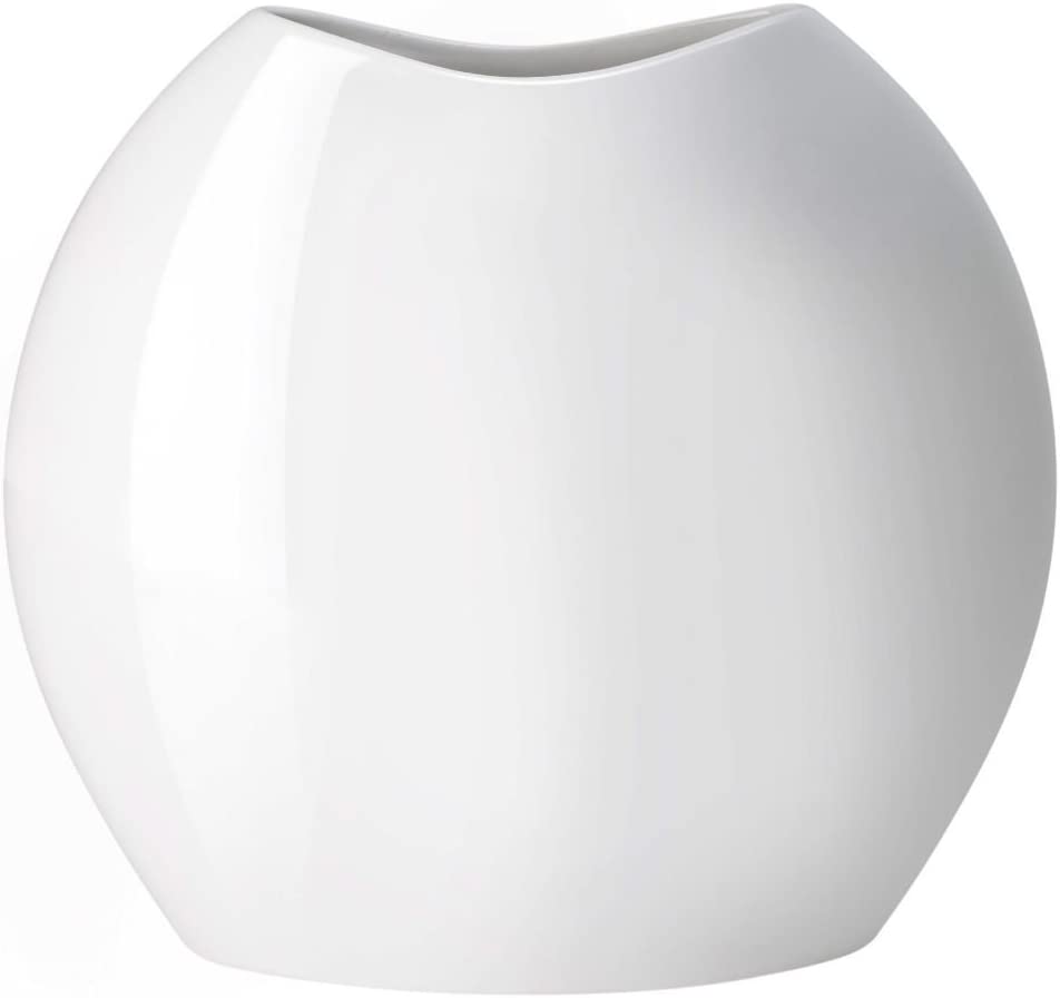 ASA 91214005 Vase White Moon 16 x 6.5 cm Height 16 cm Value set includes 2 x the above item and set of 4 EKM Living stainless steel straws