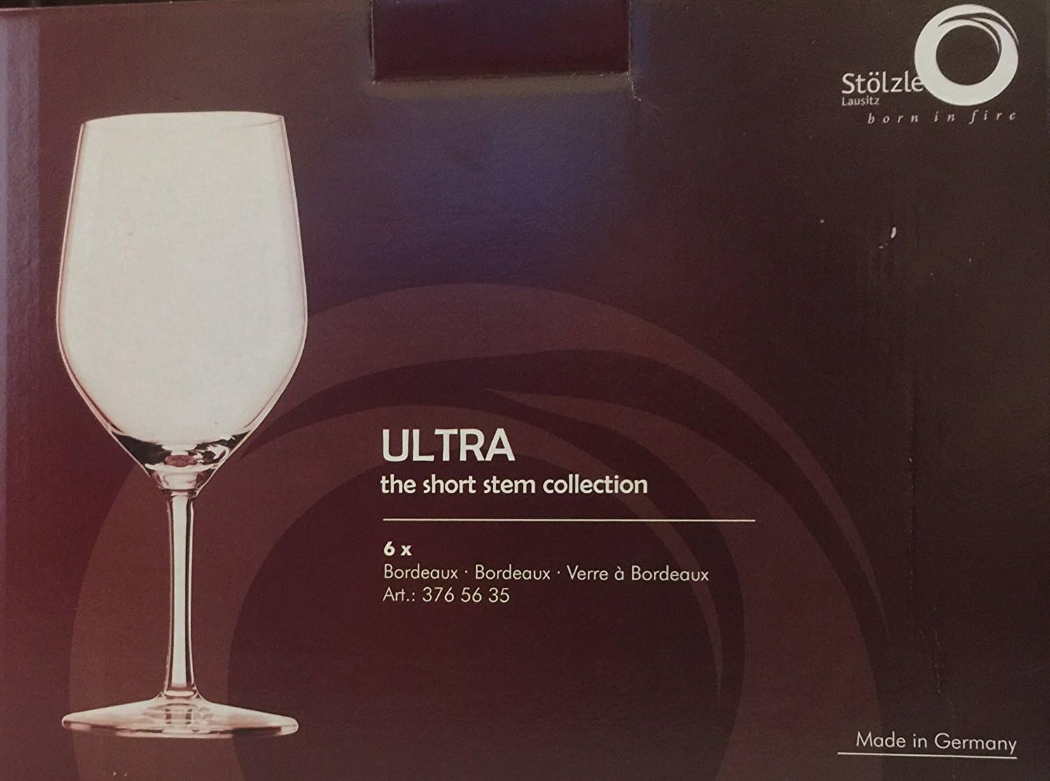 EPHIIONIY Stolzle Ultra the Short Stem Collection, Set of 6 Bordeaux Glasses