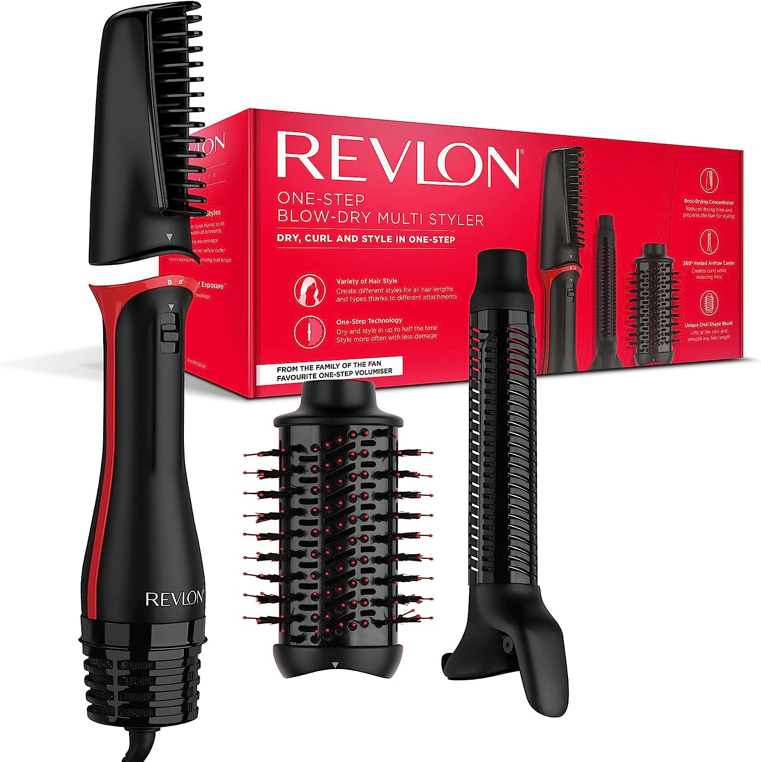 Revlon One-Step Hair Dryer & Multi-Styler-3-in-1 tool-(Removable Head, Curling Iron, Hair Dryer, Styler) RVDR5333