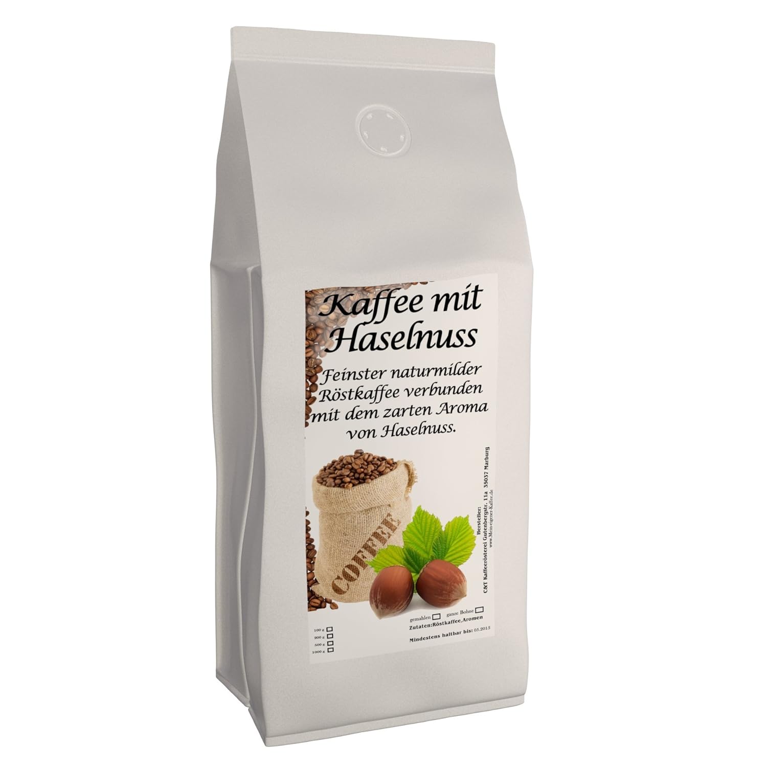 Flavored Coffee Hazelnut, 6 x 500 g Ground