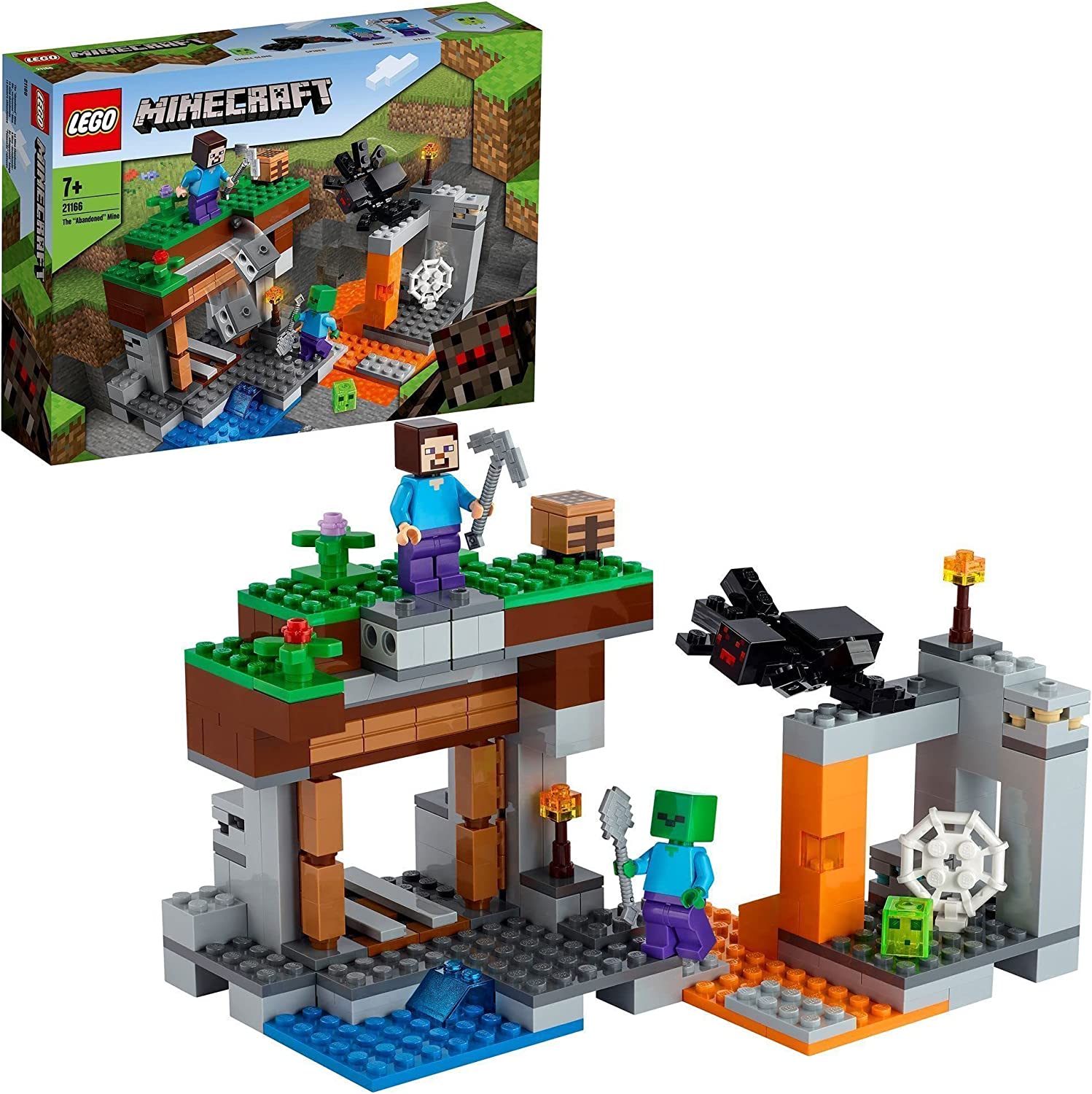 LEGO 21166 Minecraft The Abandoned Mine Construction Set, Zombie Cave with Figures: Slime, Steve and Spider