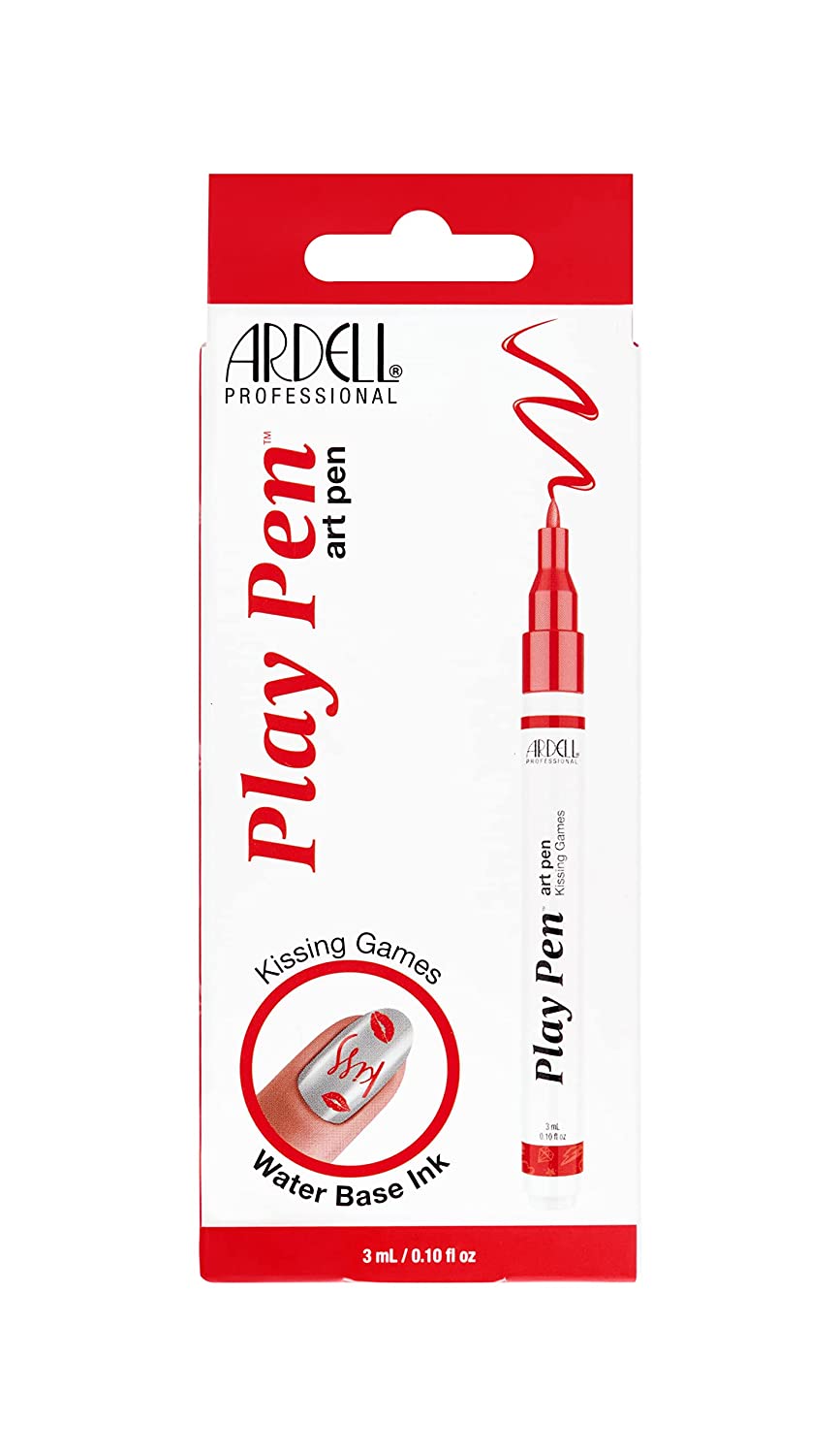 ARDELL Nailart Play Pen - Nail Polish Pen without UV Lamp, Nail Pen Nail Polish with Thin Brush for French, Patterns and Lines | French Pen for Nails - Red, ‎red