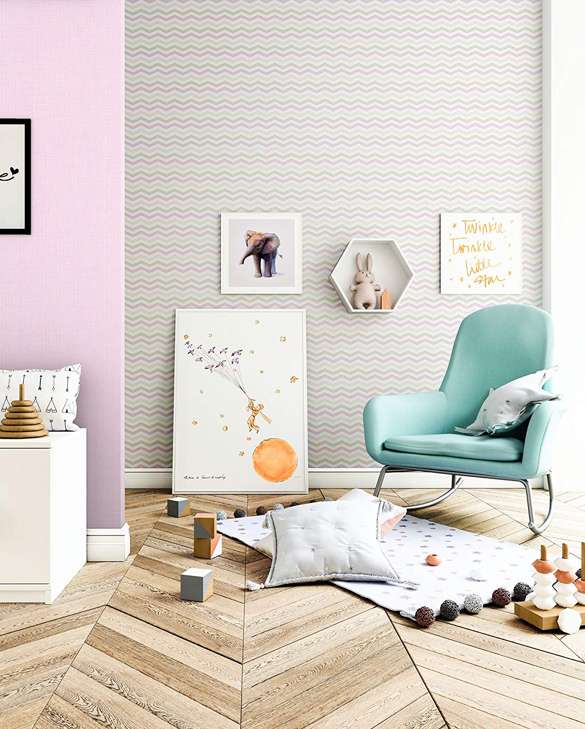 Newroom Childrens Wallpaper Pink Paper Wallpaper Beige Beautiful Modern An