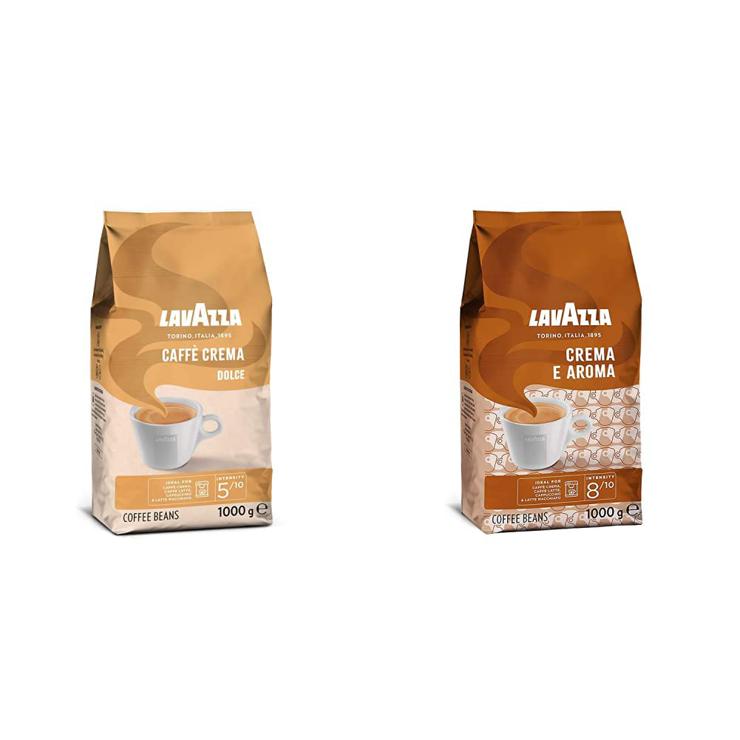 Lavazza, Caffè Crema Dolce &, Crema e Aroma, Arabica and Robusta Coffee Beans, Ideal for Espresso Machines, with Chocolate Flavors, Intensity 8/10, Medium Roast, 1 kg Pack