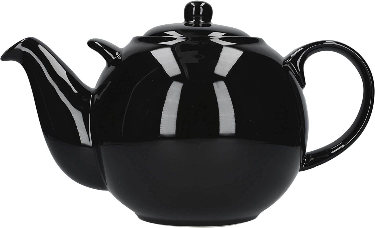 London Pottery Globe Extra Large Black Ceramic Teapot with Strainer - 10 Cups (3 Litre)