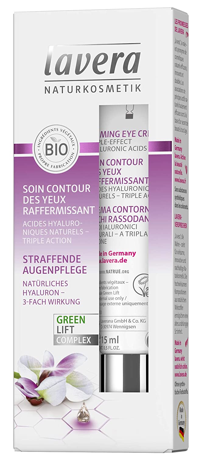 Lavera Eye Care Firming Karanja Anti-Ageing Hyaluronic Acid Vegan Natural Cosmetics Organic Vegetable Ingredients 100% Natural (2 x 15 ml)
