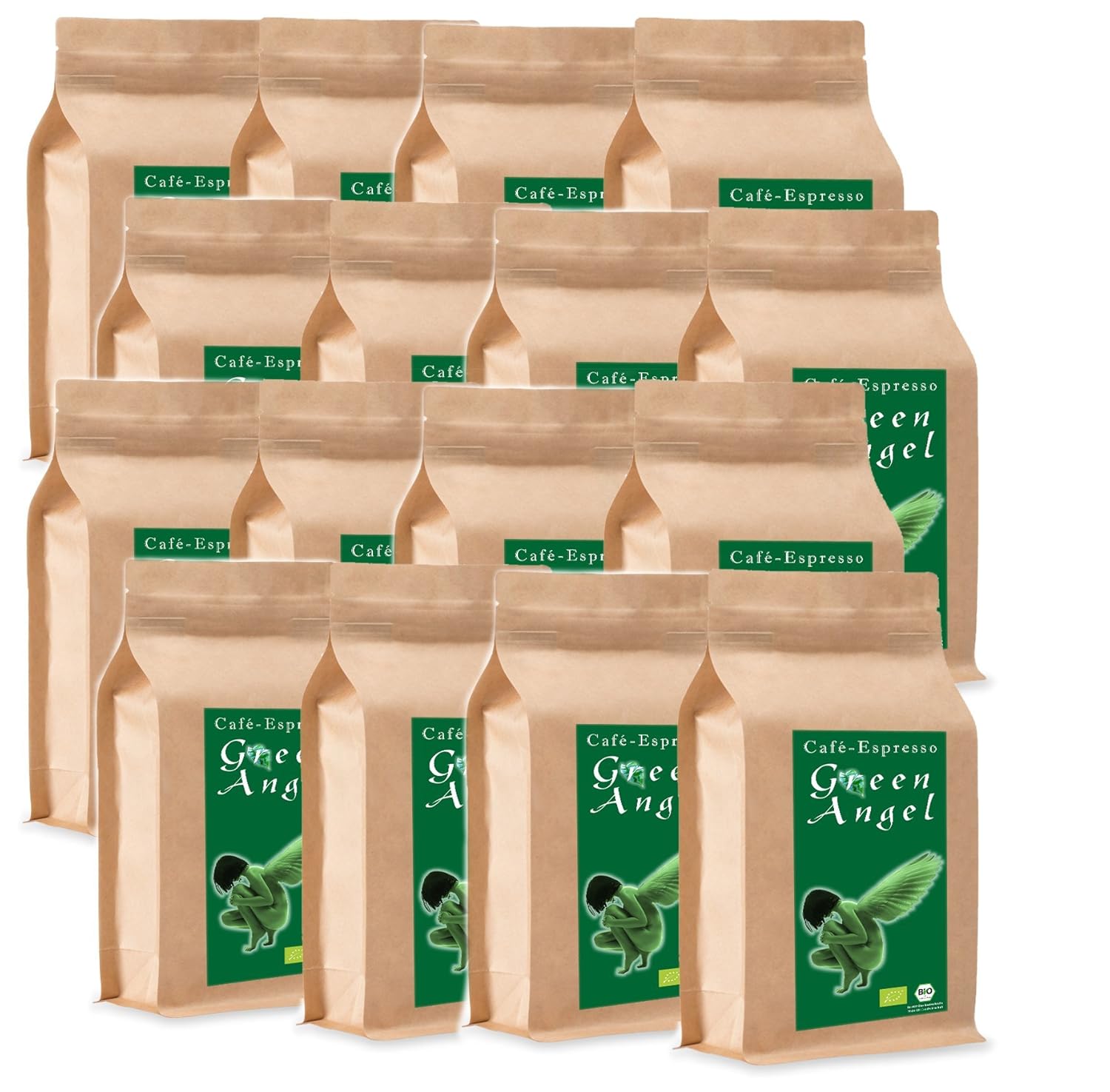 C&T Organic Espresso / Cafe Coffee Beans \"Green Angel\" 100% Arabica (Whole Beans, 16 x 1000 g) Gastropack Economy Pack