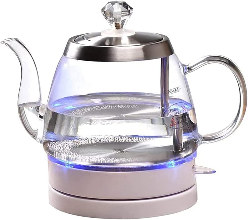 SFFD Glass Kettle, Wireless Teapot, White Teapot, Retro 1 Litre Jug, Quick Boiled 1000 W Teapot, Brewable Coffee, Soup, Automatic Shut-Off Protection