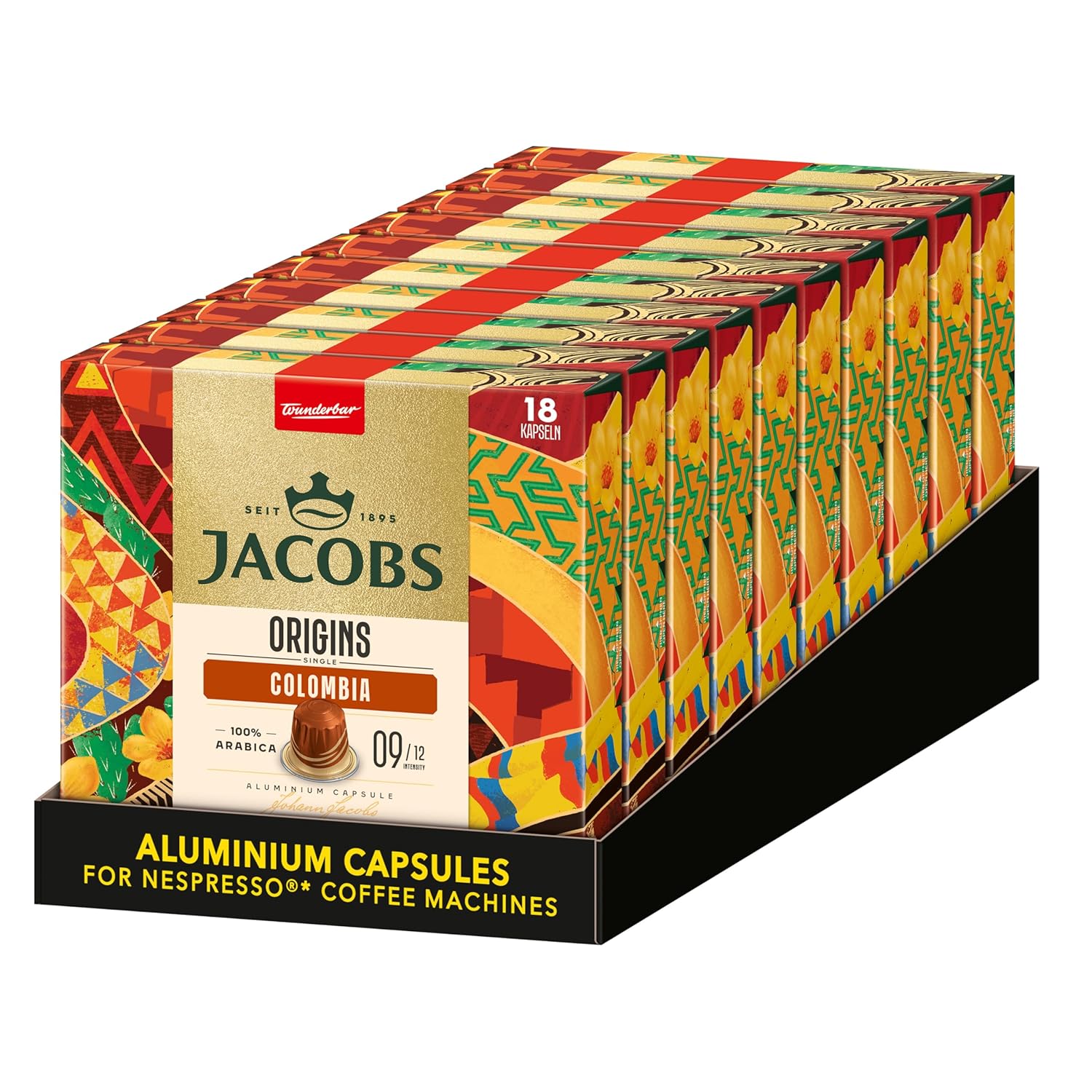 Jacobs Origins Colombia, Single Origin 100% Arabica, Capsule Set of 180 Capsules, Storage Pack (10 x 18 Capsules)