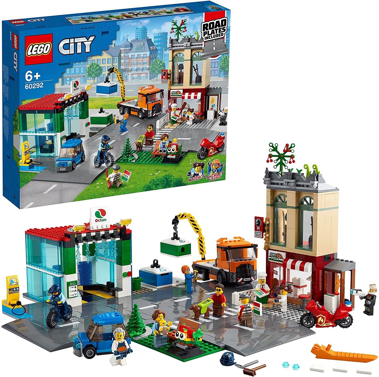 LEGO 60292 City Centre Construction Set with Toy Motorbike, Bike, Truck, Ro