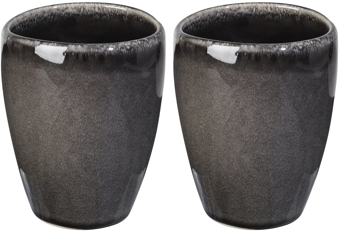 broste Set of 2 Stoneware Coffee Mug without Handle 250 ml Diameter 8 cm x10 cm Black Coffee Mug