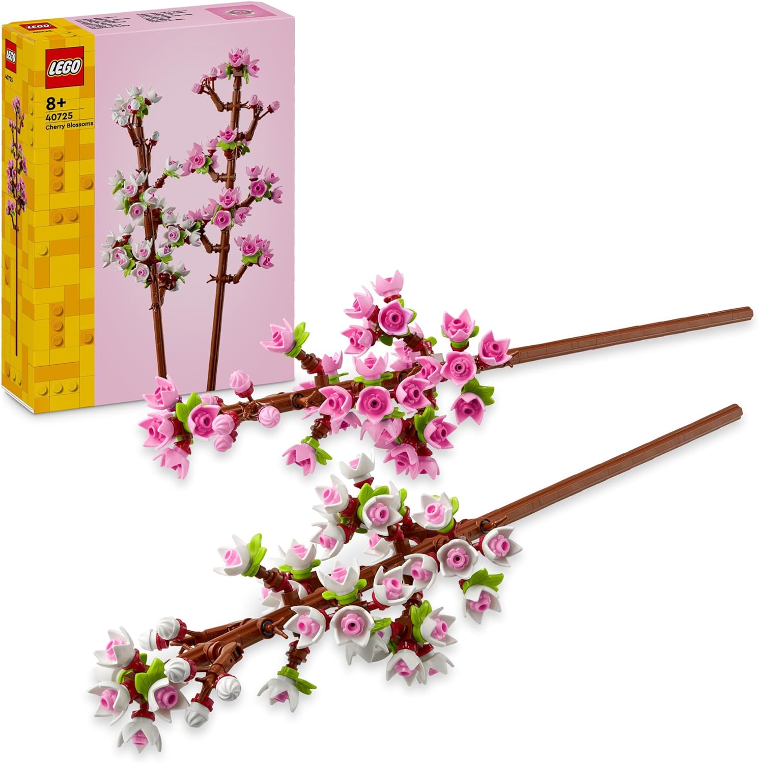 LEGO Creator Cherry Blossoms, Artificial Flowers for Building, Desk or Nursery Decoration for Children, Bouquet for Display, Girls and Boys from 8 Years 40725