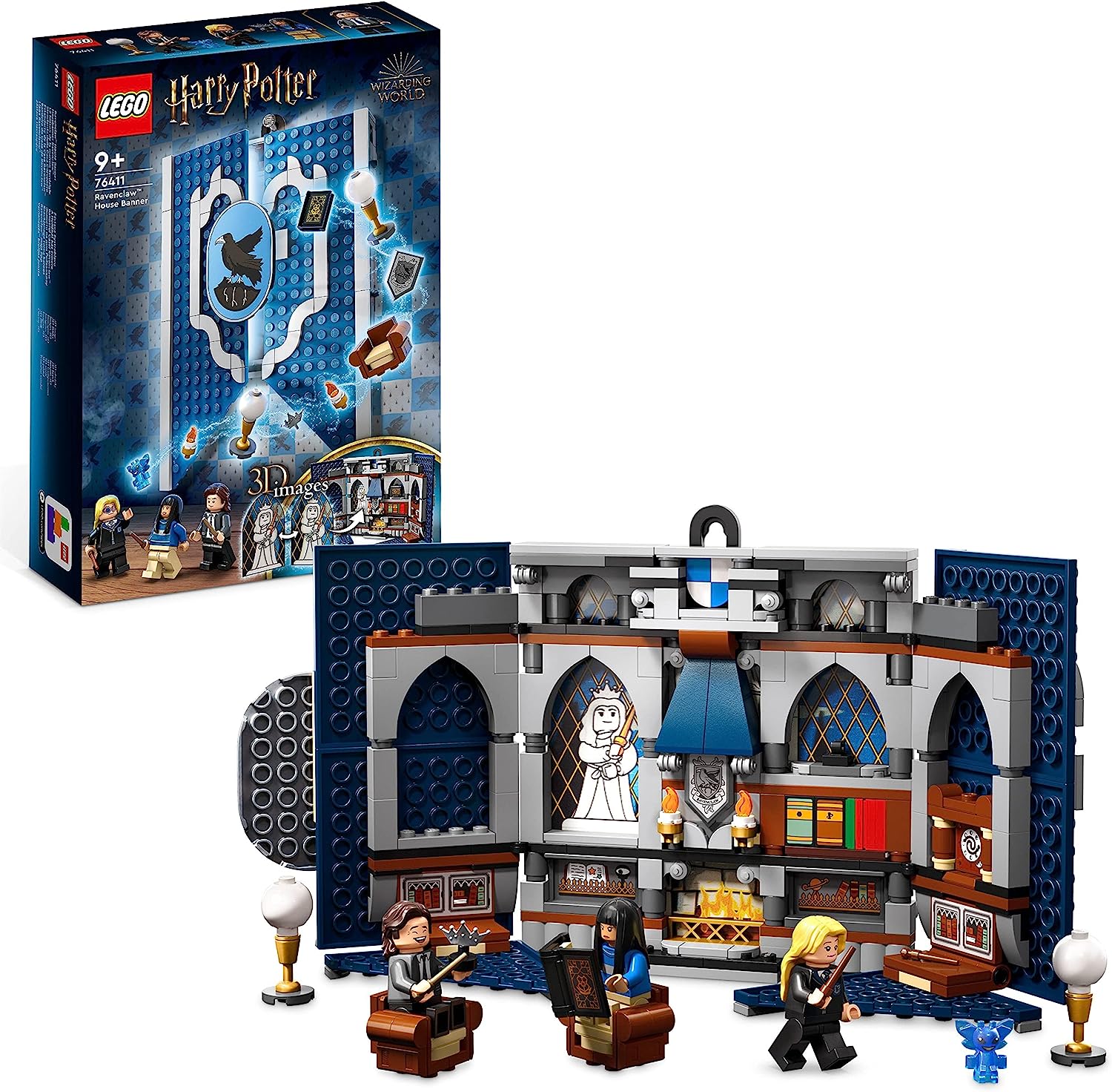LEGO 76411 Harry Potter House Banner Ravenclaw, Hogwarts Coat of Arms, Castle Community Room Toy or Wall Display with Luna Lovegood Mini Figure, Collectable Travel Toy