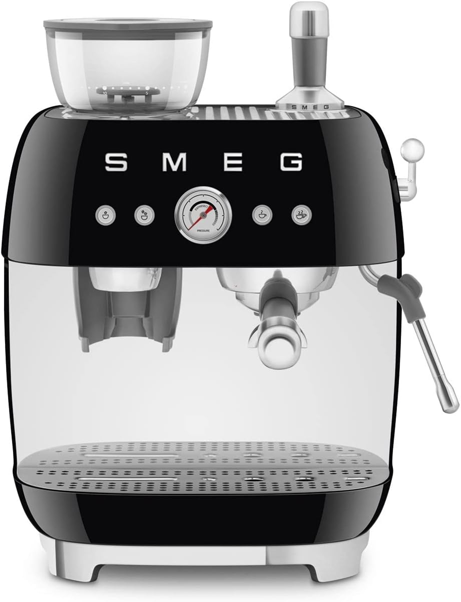 Smeg EGF03BLEU Espresso Machine, Fully Automatic Coffee Machine, 50s Style, Black
