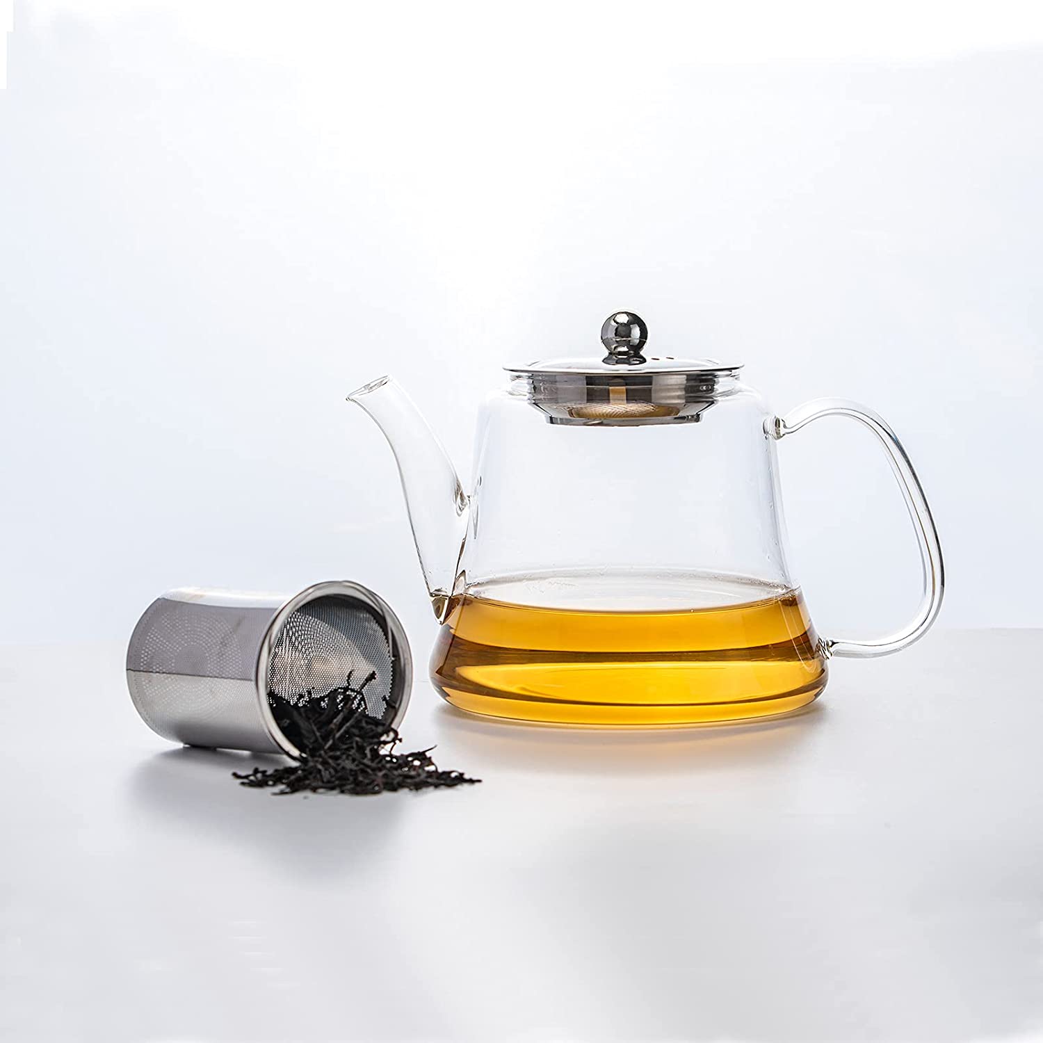 Inavis 1000ml Glass Teapot with Removable Infuser Tea Kettle for Stove - Perfect for Blooming and Loose Tea