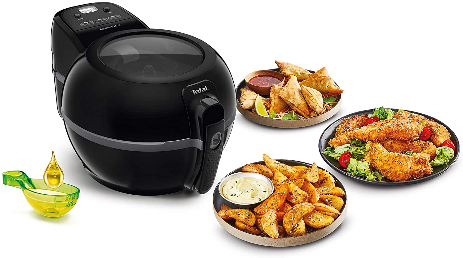 Tefal FZ7228 ActiFry Extra Hot Air Fryer 1550 W Capacity 1.2 kg Mixing Arm System Little to No Oil Required Black