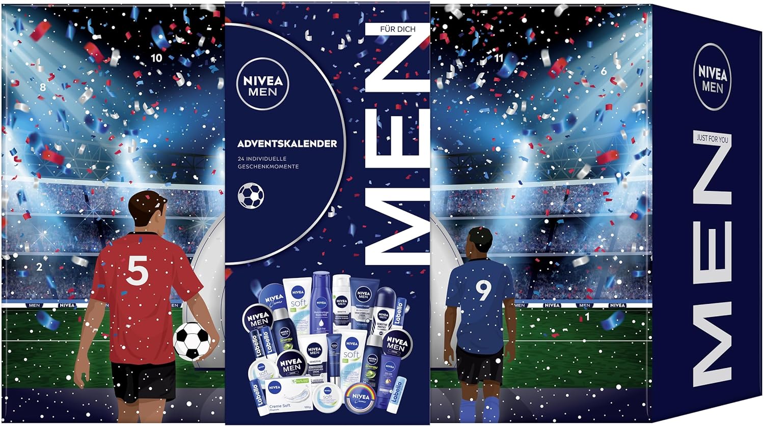 NIVEA MEN Advent Calendar 2024 with 24 Doors Full of Pampering Surprises, Christmas Calendar with Care Products, Care Set for the Advent Season with Nivea Men, Nivea and Labello Products