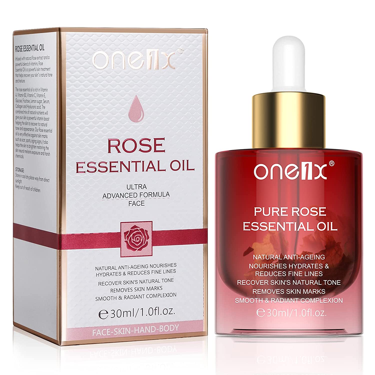 Pegciz Rose Essential Oil | Rose Oil | 100% Pure Organic Face Rose Fragrance Oil | Anti Ageing & Anti Wrinkle Serum | Nourishing Treatment | Hydrates for a Fresh | Natural Glow | For All Skin Types