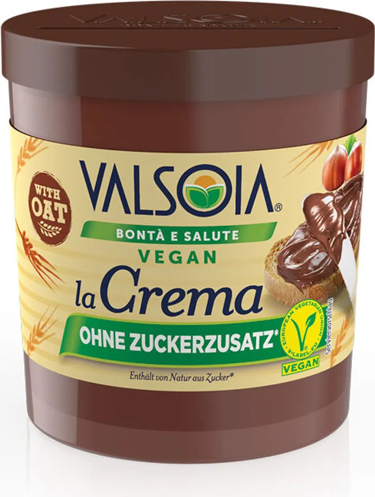 Valsoia la Crema ohne Zuckerzusatz – die vegane Aufstrichcreme 200 g / Haselnusscreme