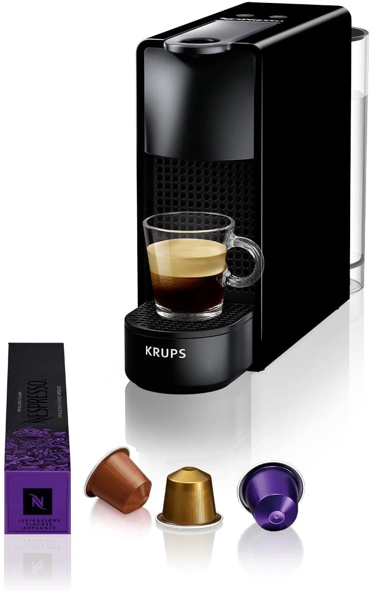 Krups Nespresso XN1108 Essenza Mini coffee capsule machine, 1260 watts, black, 0.6 liters