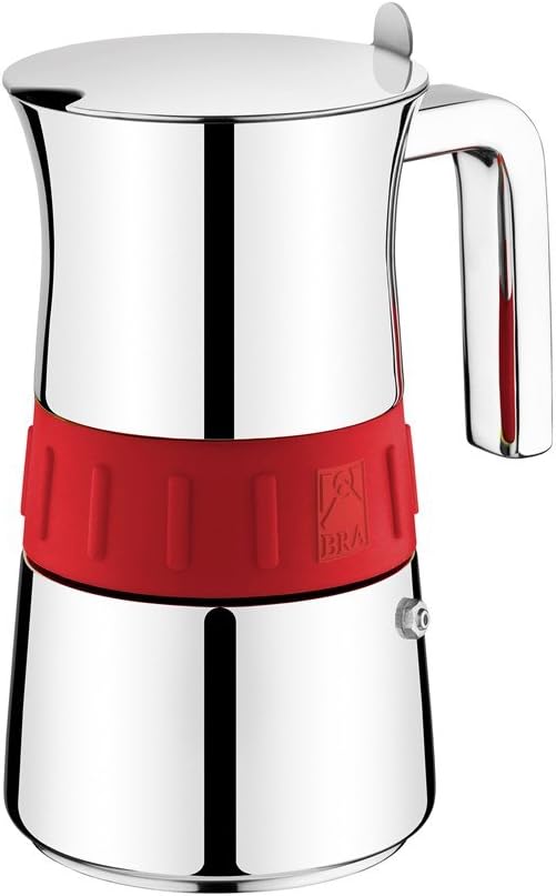 Bra stainless steel espresso maker Elegance red, for up to 4 cups