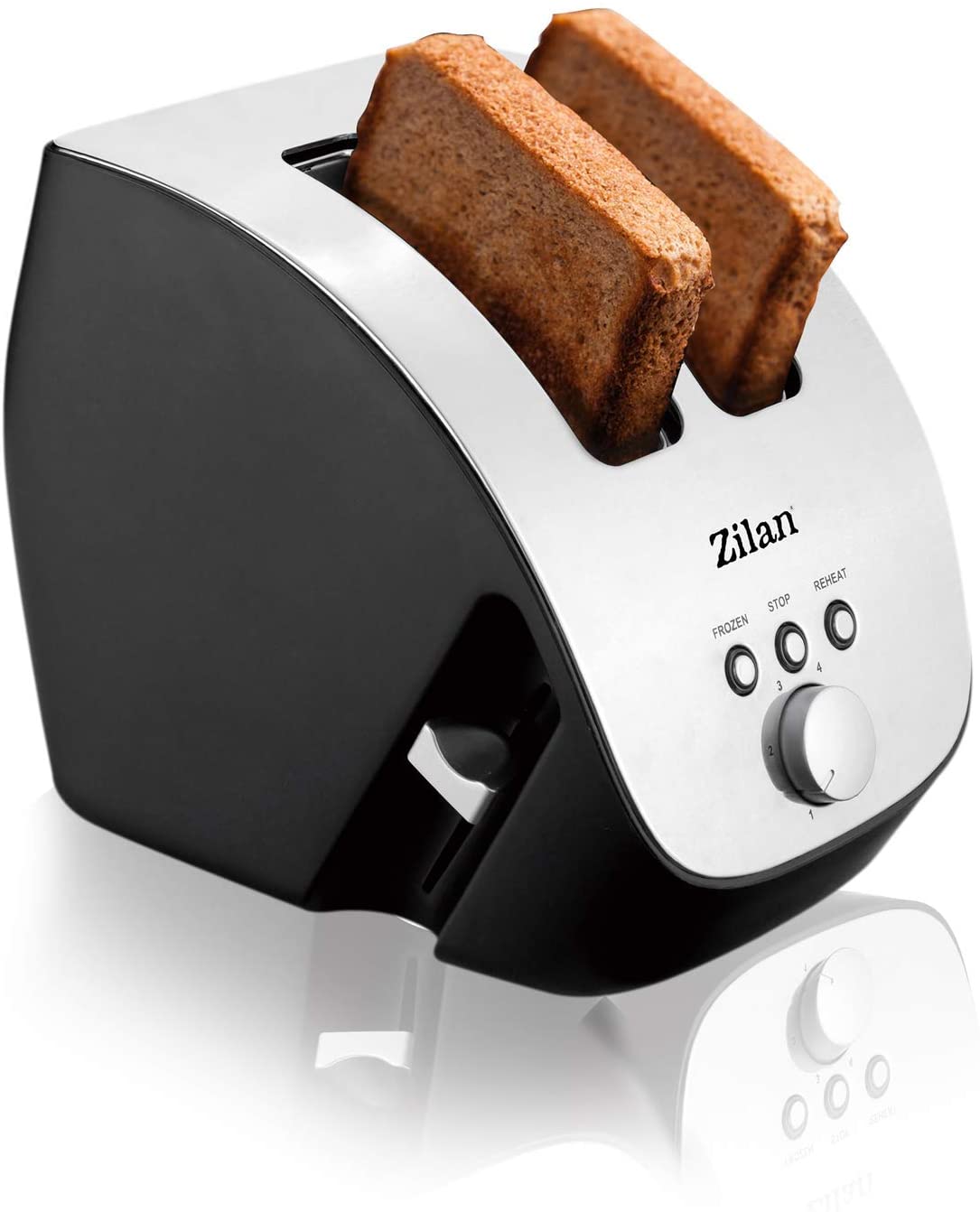 Stainless steel toaster, 2 slices toaster, design toaster, slanted toaster, toast machine, roaster, 1000 watts, stainless steel housing, inox design