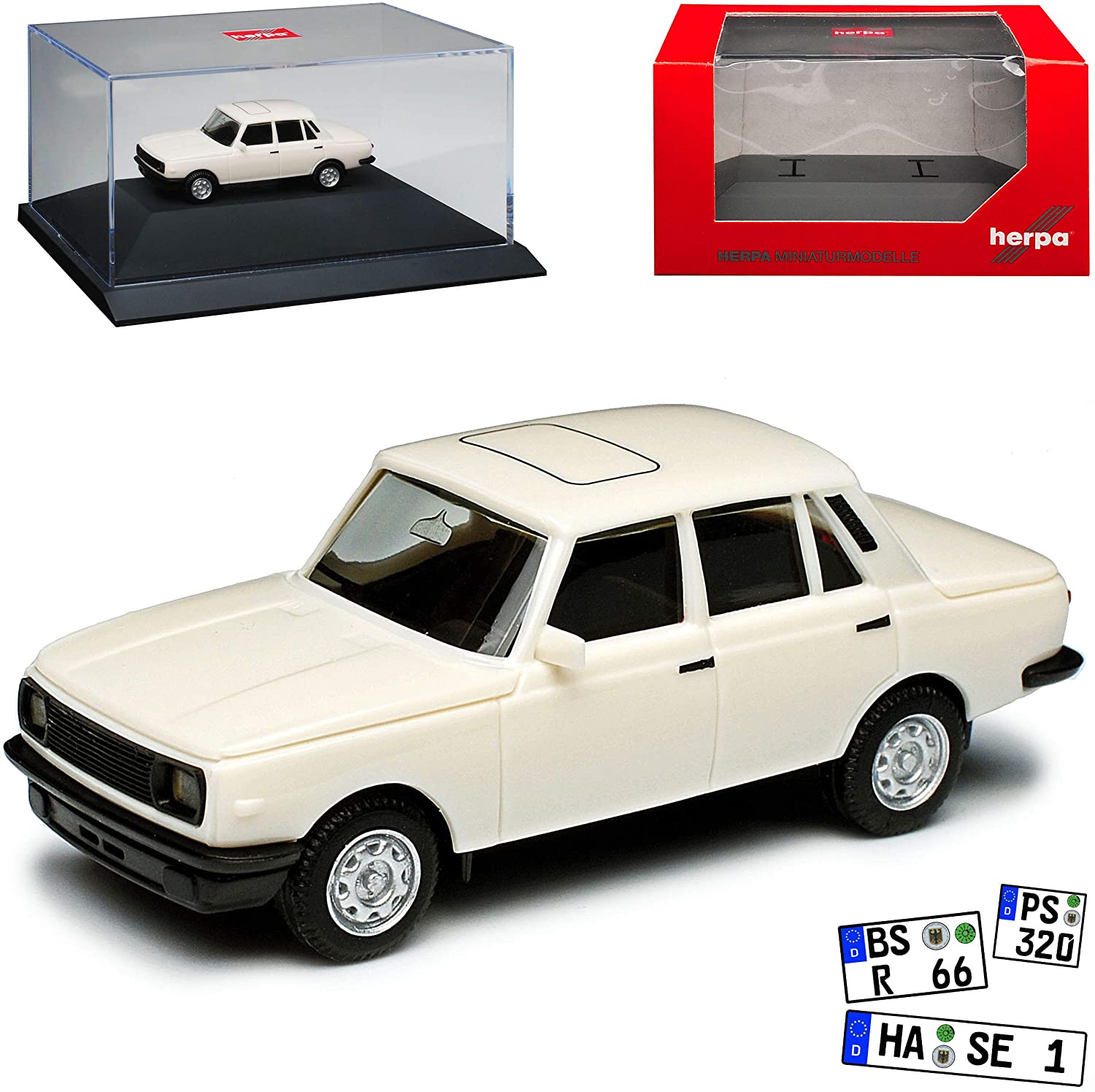 Wartburg 353 Limousine White 1966-1989 With Base And Display Case H0 1/87 H