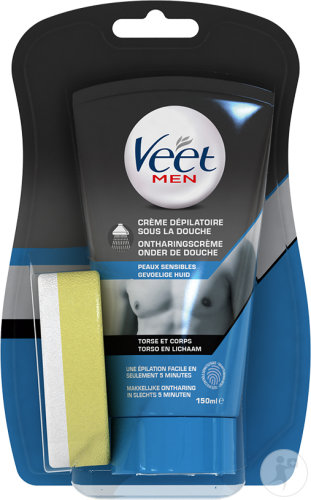 Veet Men Hair Removal Cream In The Shower Sensitive Skin Torso And Body Tube 150ml