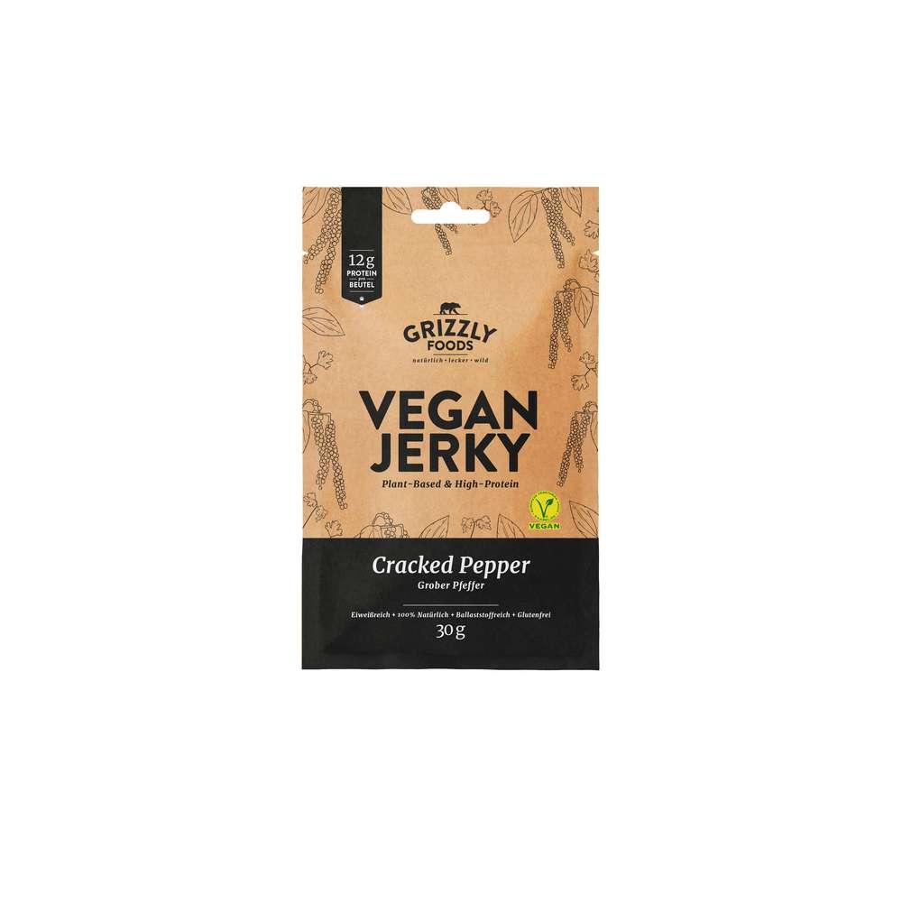 Vegan jerky, with coarse pepper, snack
