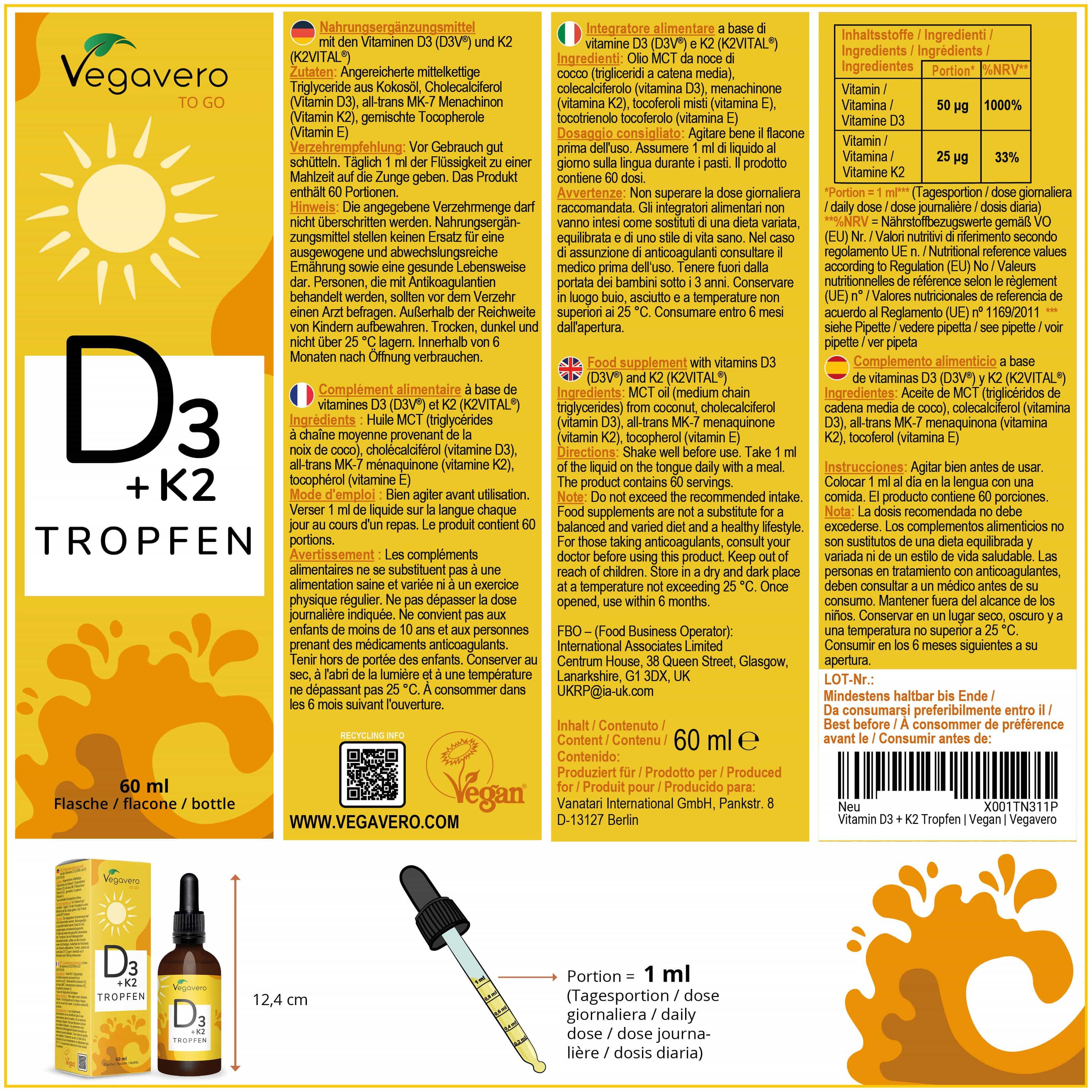 VEGAVERO Vitamin D3+K2 Tropfen