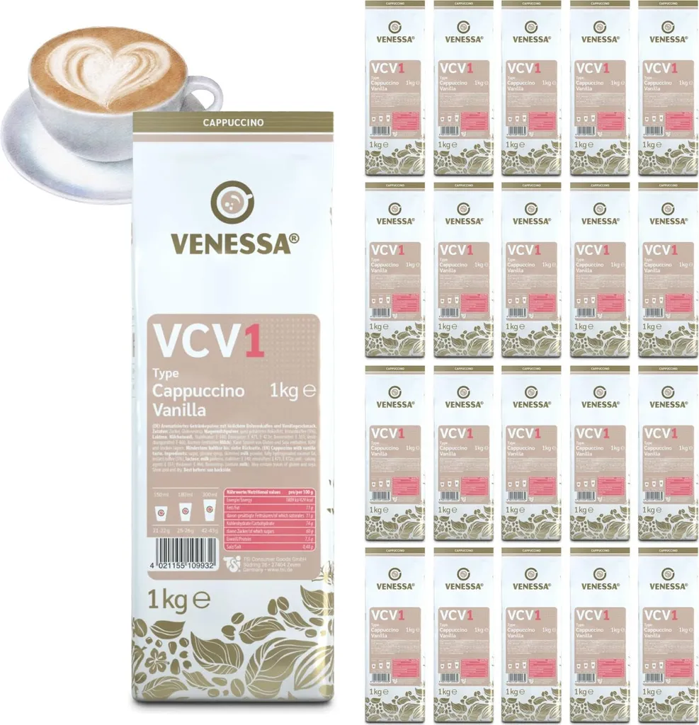 VENESSA VCV1 Cappuccino Vanilla 20 x 1kg - Cremiger Cappuccino mit feiner Vanillenote