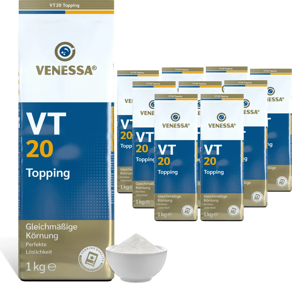 VENESSA VT 20 Topping 10 x 1kg Skimmed Milk Powder 20% Milk Content For Coffee Machine