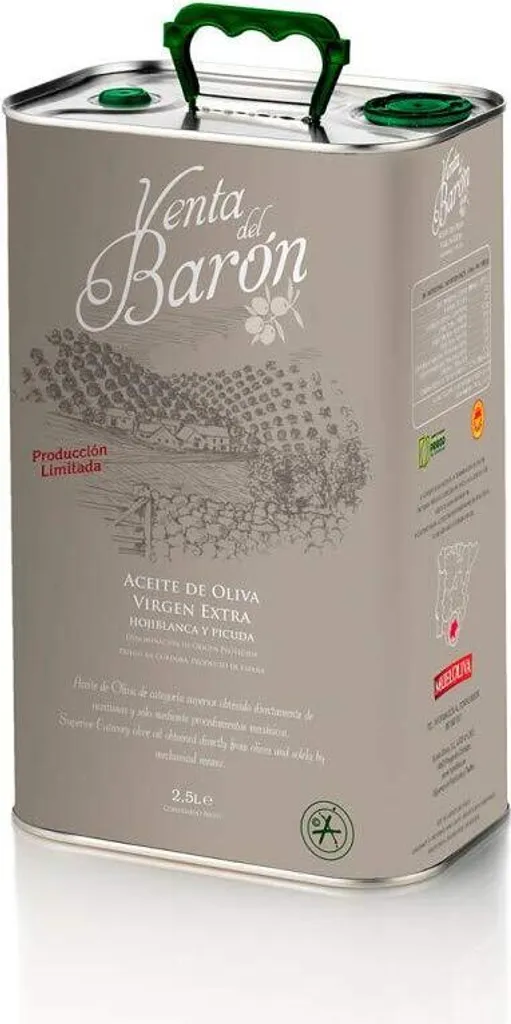 Venta del Barón - Preisgekröntes Premium Natives Extra Virgine Olivenöl - Kaltgepresst - Sehr hoher Polyphenolgehalt - 2,5 L Kanister