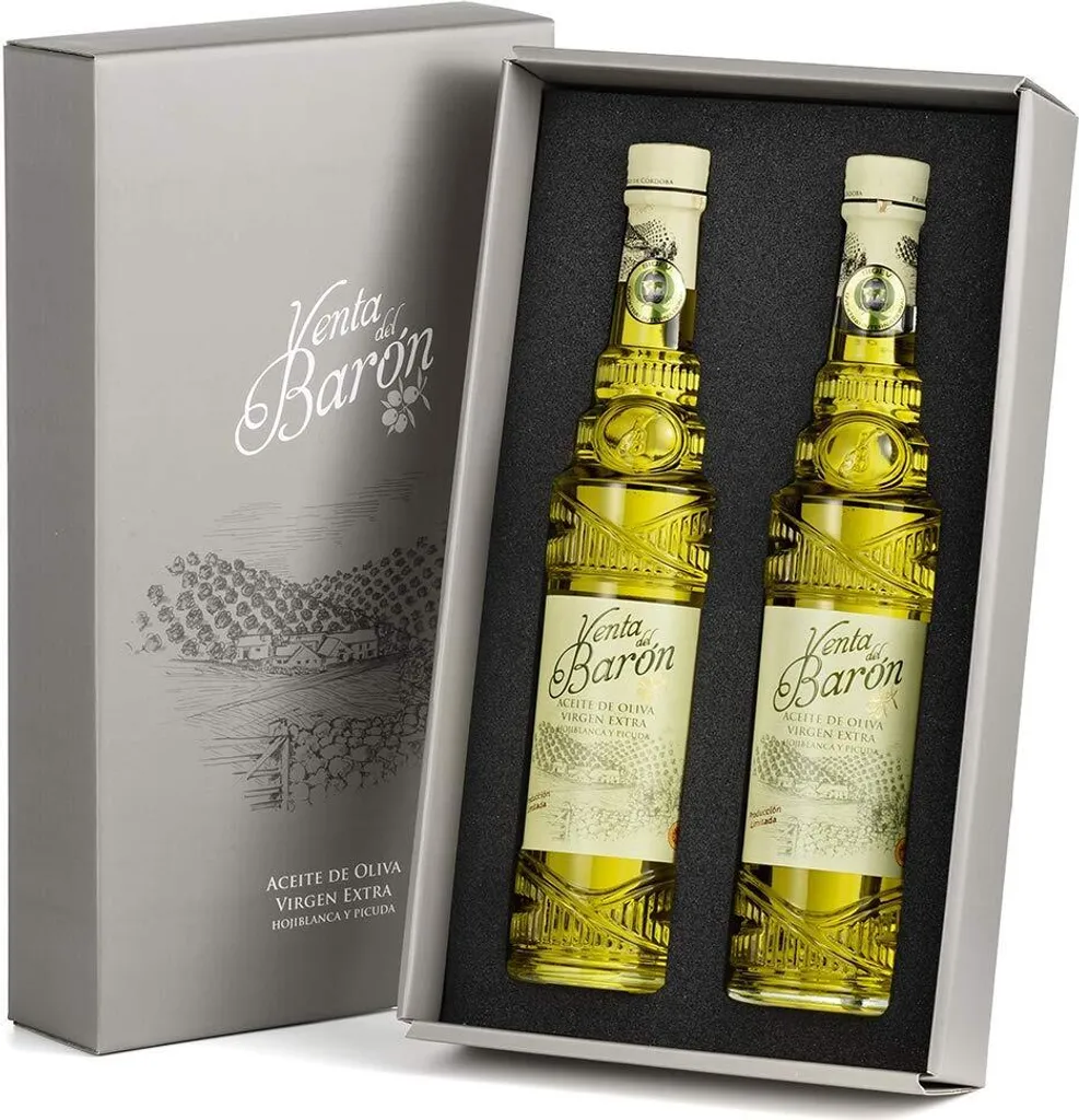 Venta del Barón - Preisgekröntes Premium Natives Extra Virgine Olivenöl - Kaltgepresst - Sehr hoher Polyphenolgehalt - Doppelpack in Geschenkbox (500ML x 2)