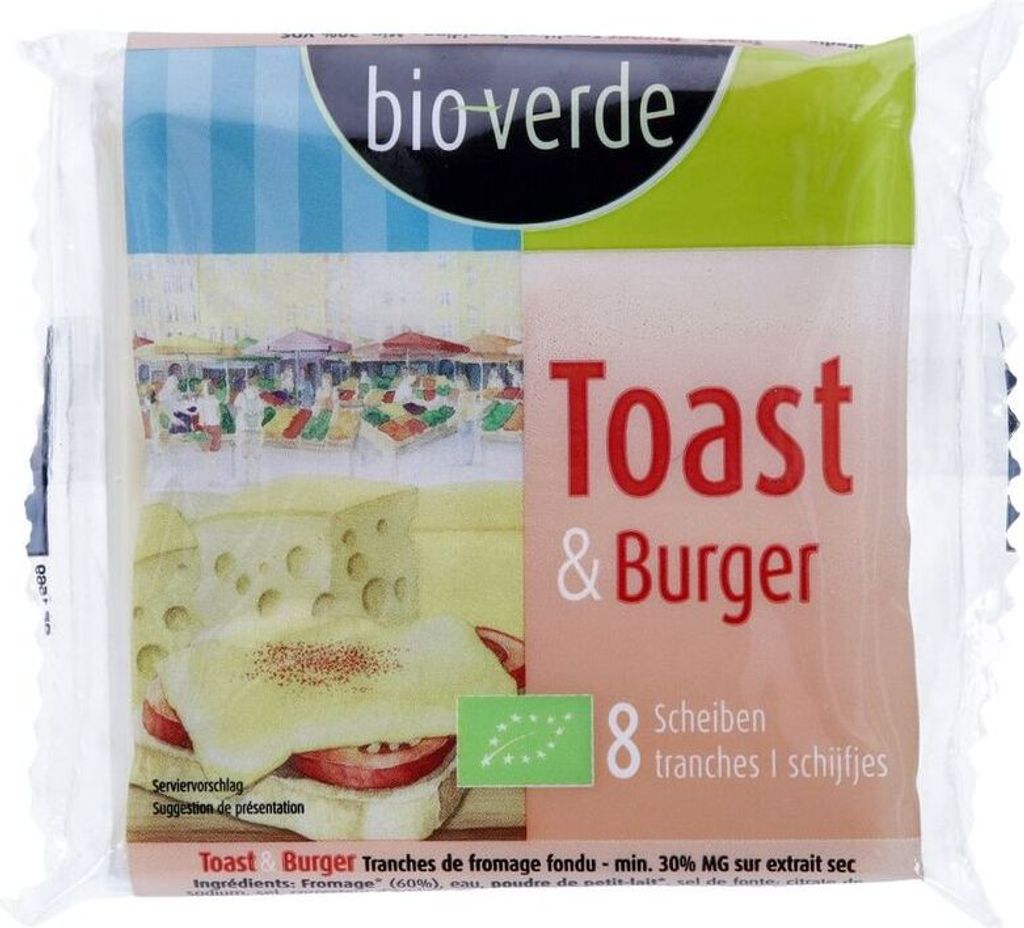 Verde Toast & Burger Processed Cheese Slices 30% Fat 8 Slices -- 150g x 10 - 10 Pack