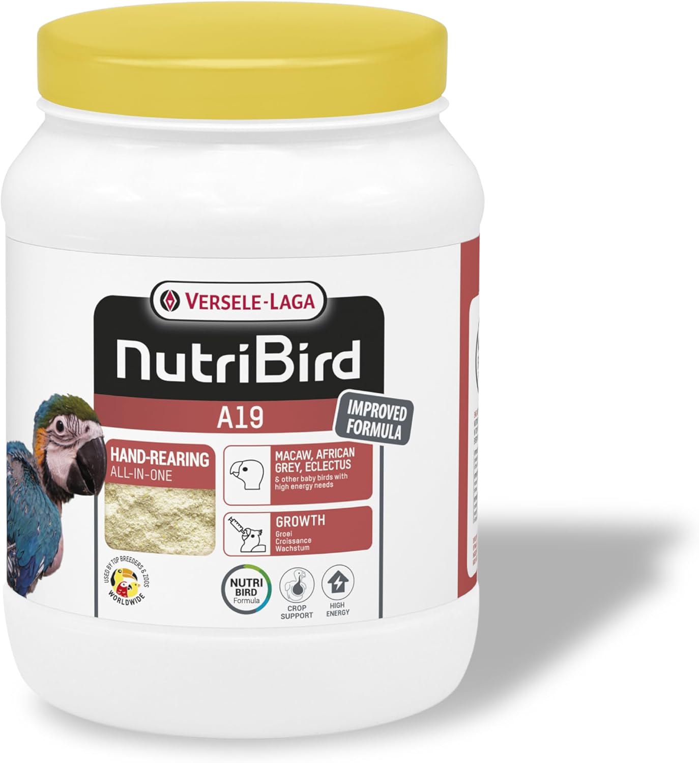 VERSELE-LAGA - NutriBird A19 - Hand Rearing Food for Virgin Parrots - Macaw, African Grey, Ecletic Parrot - Energy - 800 g