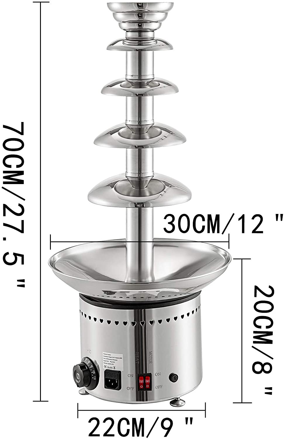 VEVOR Chocolate Fountain, 5 Levels, Chocolate Fountain, Max. Capacity 5 kg, Chocolate Fountain, Chocolate Cream for Any Chocolate and Caramel with Melting and Flow Function
