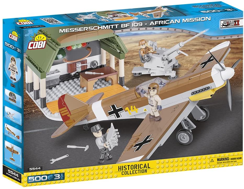 Cobi 5544" Messerschmitt Bf 109 African Mission Construction Toy, Brown/Gre